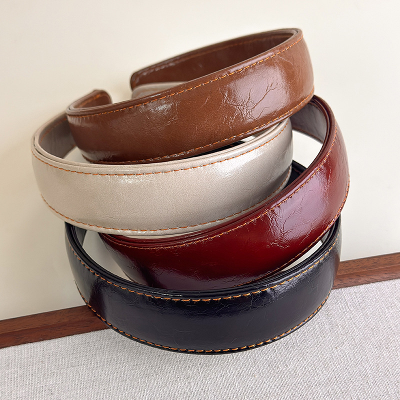 Leatherwork Rings - Leather Headbands Simple Solid Color Korean