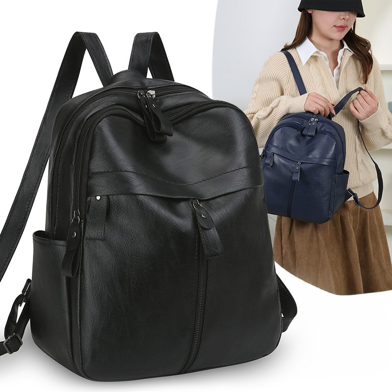 Leather Work Rucksack - Soft Leather Backpack Large Capacity Casual