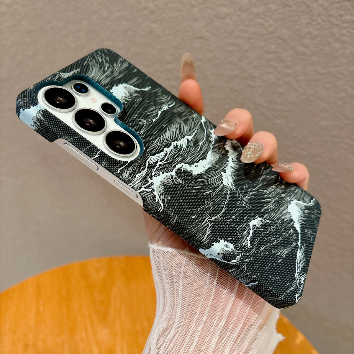 Leatherwork Drawing - Luxury Kevlar Pattern Leather Phone Case