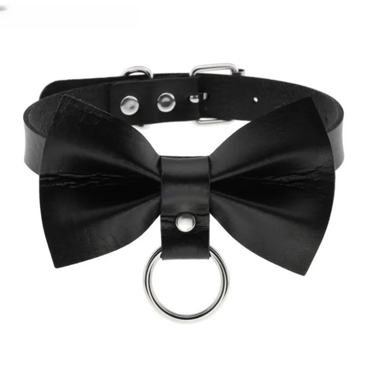 Leatherwork Rings - Trendy Leather Bow Collar | Circle