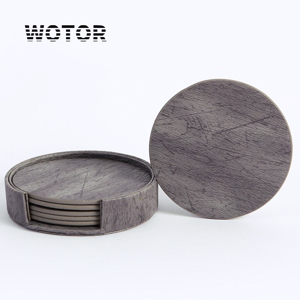 Leatherwork Rings - WOTOR 6PCS/Lot Circle Wood Grain Leather