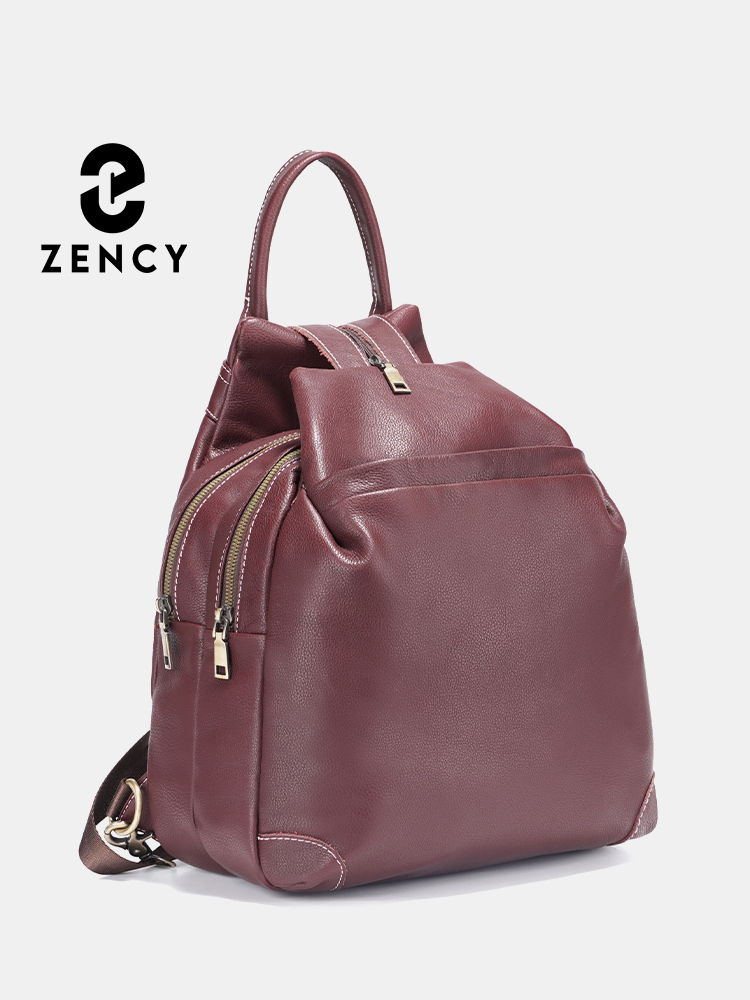 Leather Work Rucksack - Zency Genuine Leather Women's Vintage Backpack