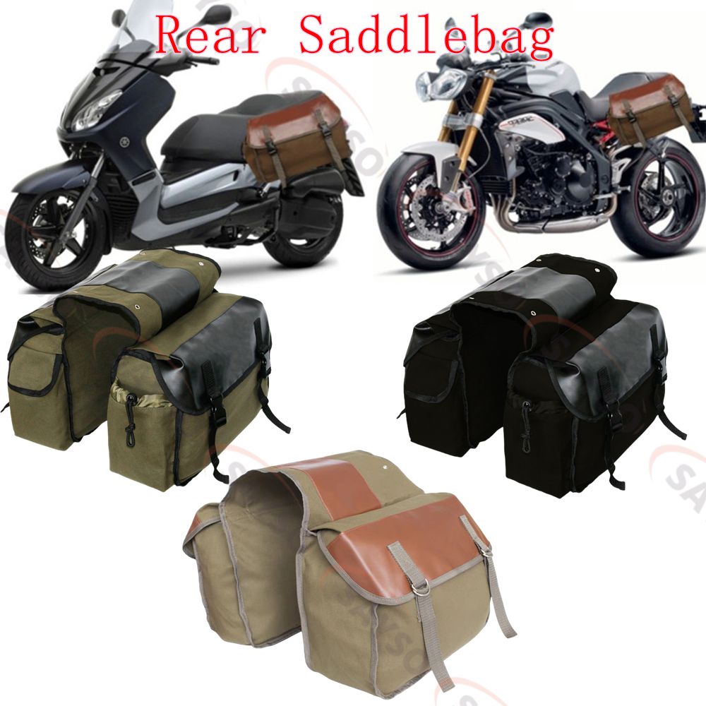 Leather Workshop - Canvas Leather Rear Saddlebag Motorcycle Tail