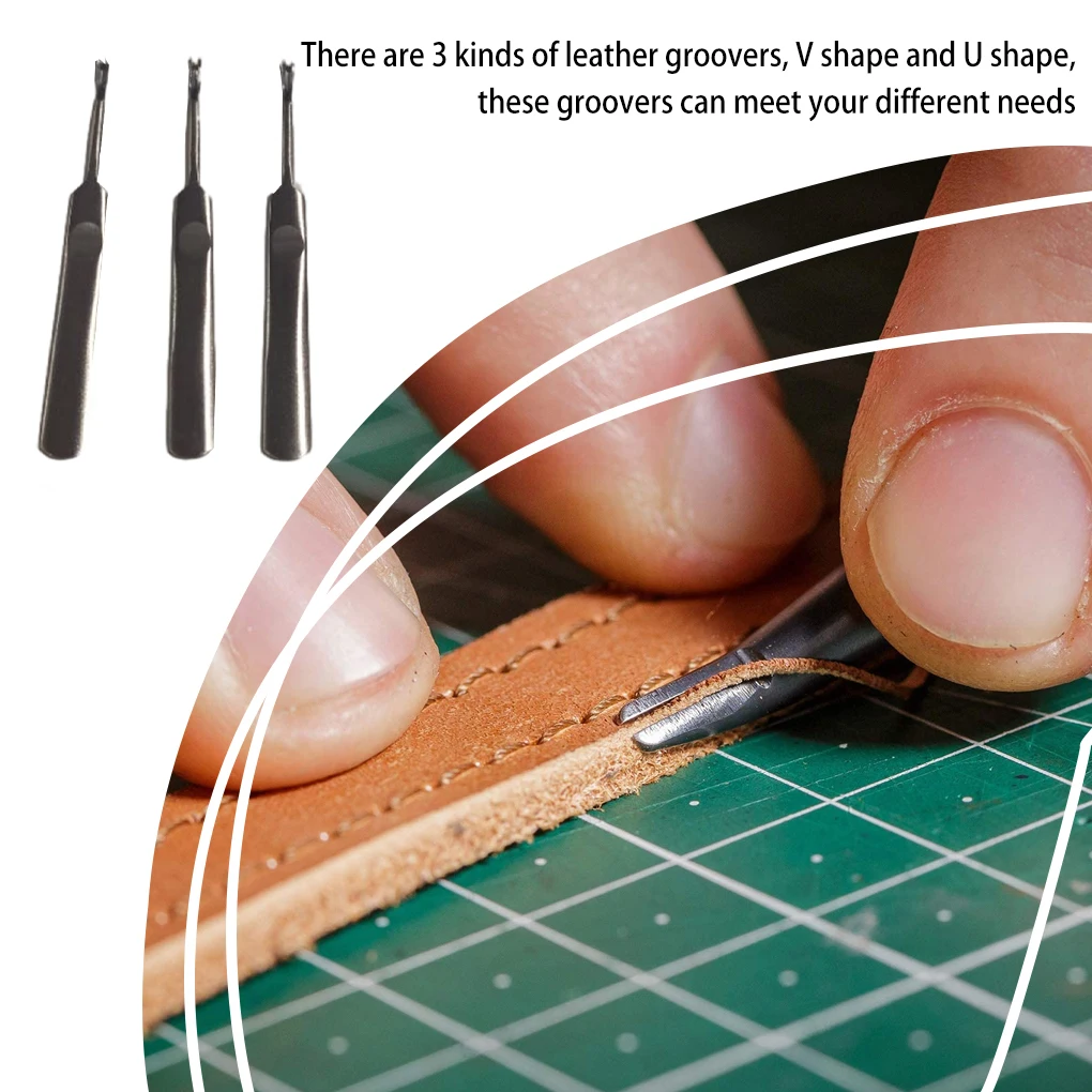 3Pcs Leather Groover Kit U V S - Leatherwork Edge Beveler ulasan dan harga