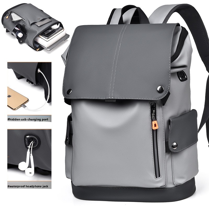Men's Large Capacity Laptop Ba - Leather Work Rucksack ulasan dan harga