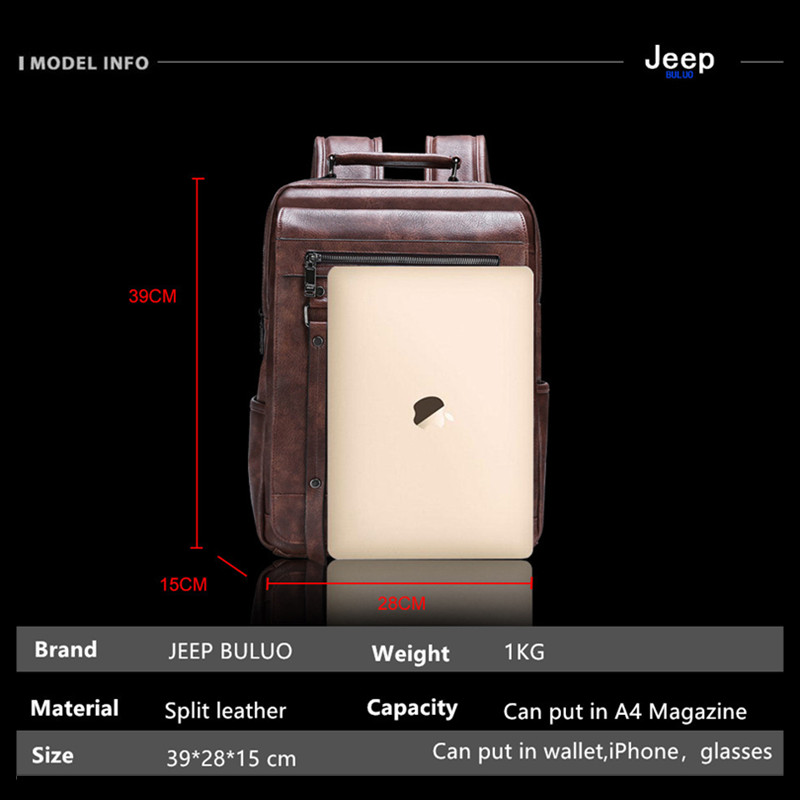 Jeep Buluo Men's Leather Backp - Leather Work Rucksack ulasan dan harga