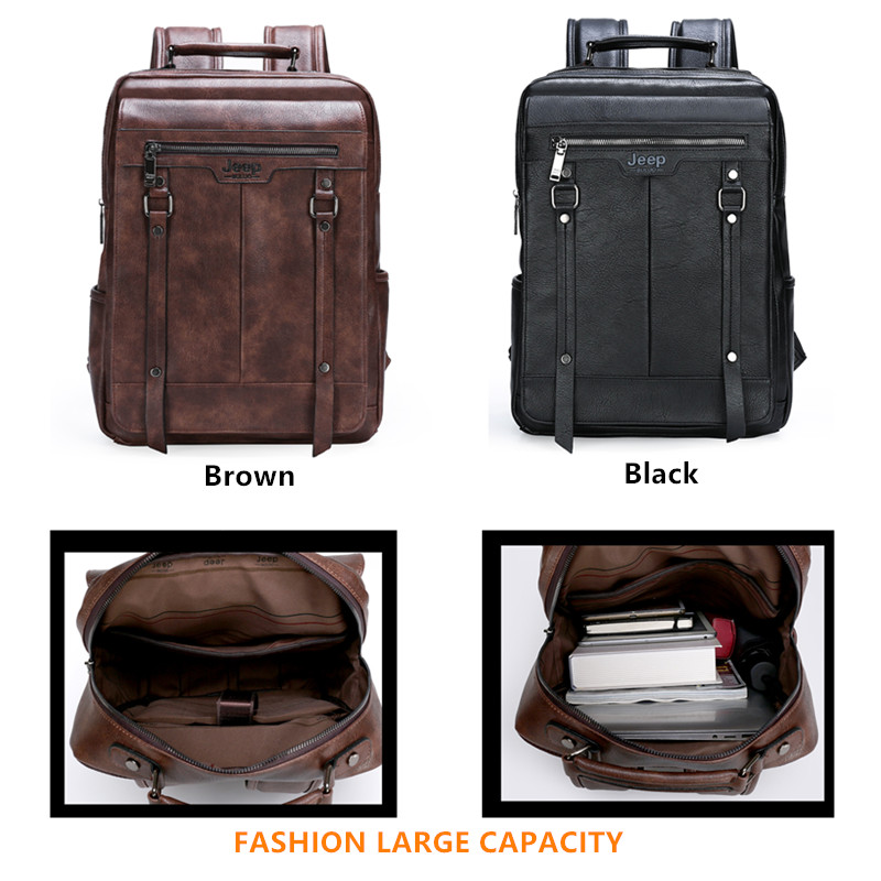 Jeep Buluo Men's Leather Backp - Leather Work Rucksack ulasan dan harga