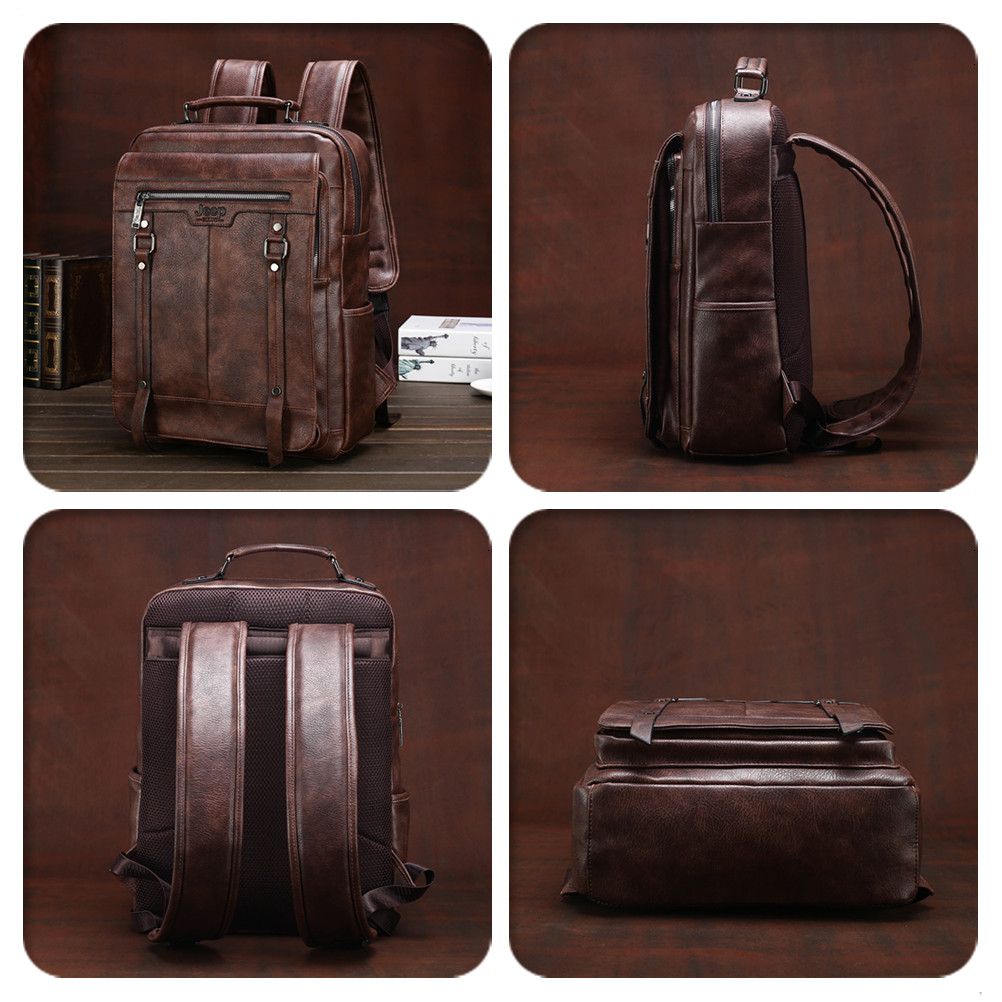 Jeep Buluo Men's Leather Backp - Leather Work Rucksack ulasan dan harga