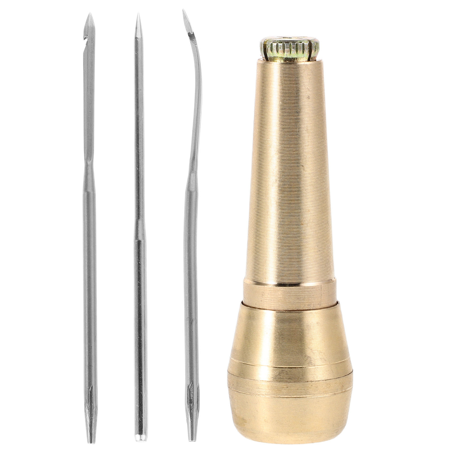 1Set Sturdy Brass Handle Hooke - Leatherwork Hand Sewing Needles ulasan dan harga