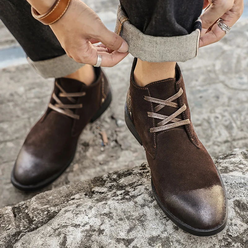 New Cow Suede Ankle Boots Hand - Leatherwork Tools ulasan dan harga