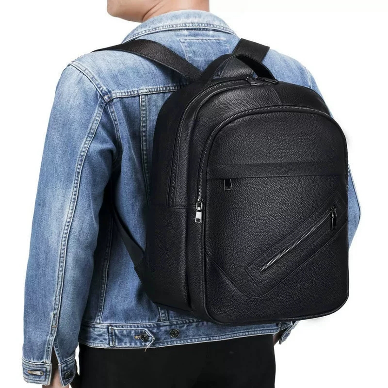 Black Genuine Leather Laptop B - Leather Work Rucksack ulasan dan harga