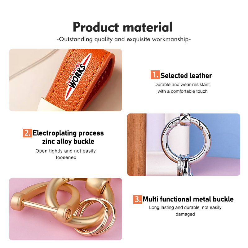 For MINI Leather Car Keyring L - Leatherwork Rings ulasan dan harga