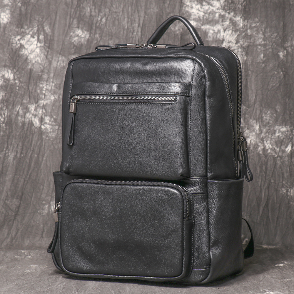 Black Genuine Leather Backpack - Leather Work Rucksack ulasan dan harga
