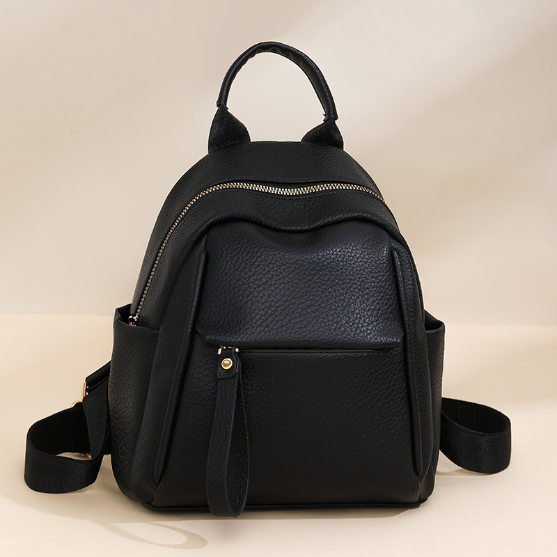 Litchi Pattern Leather Backpac - Leather Work Rucksack ulasan dan harga