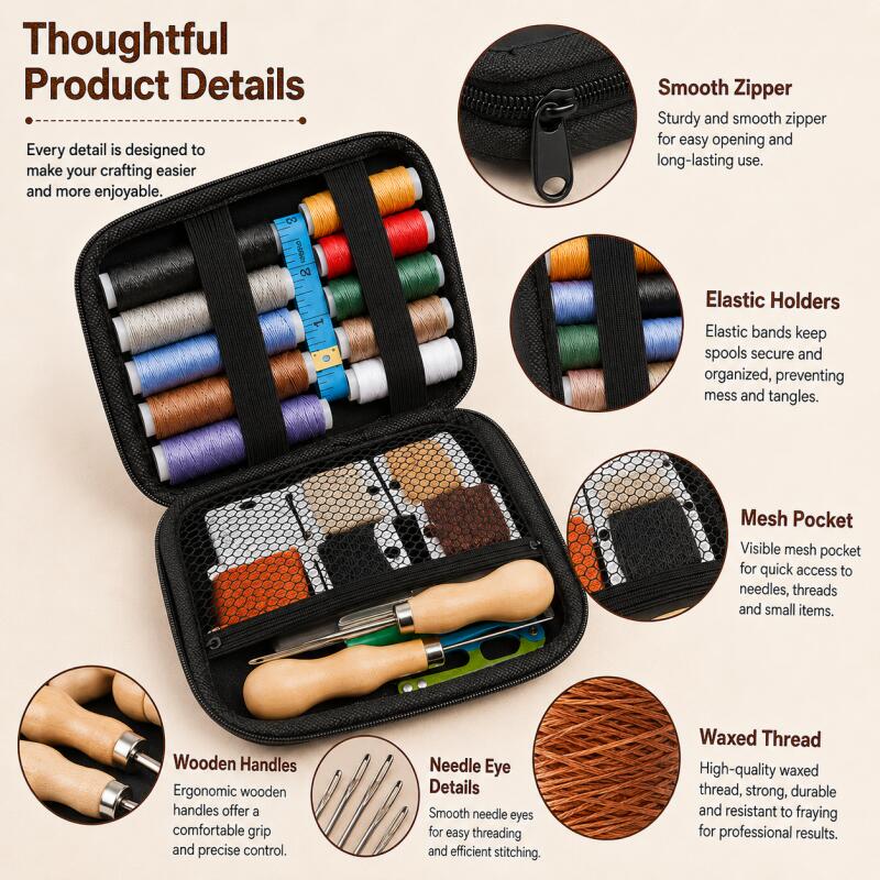 Leather Sewing Kit with Waxed  - Leatherwork Hand Sewing Needles ulasan dan harga