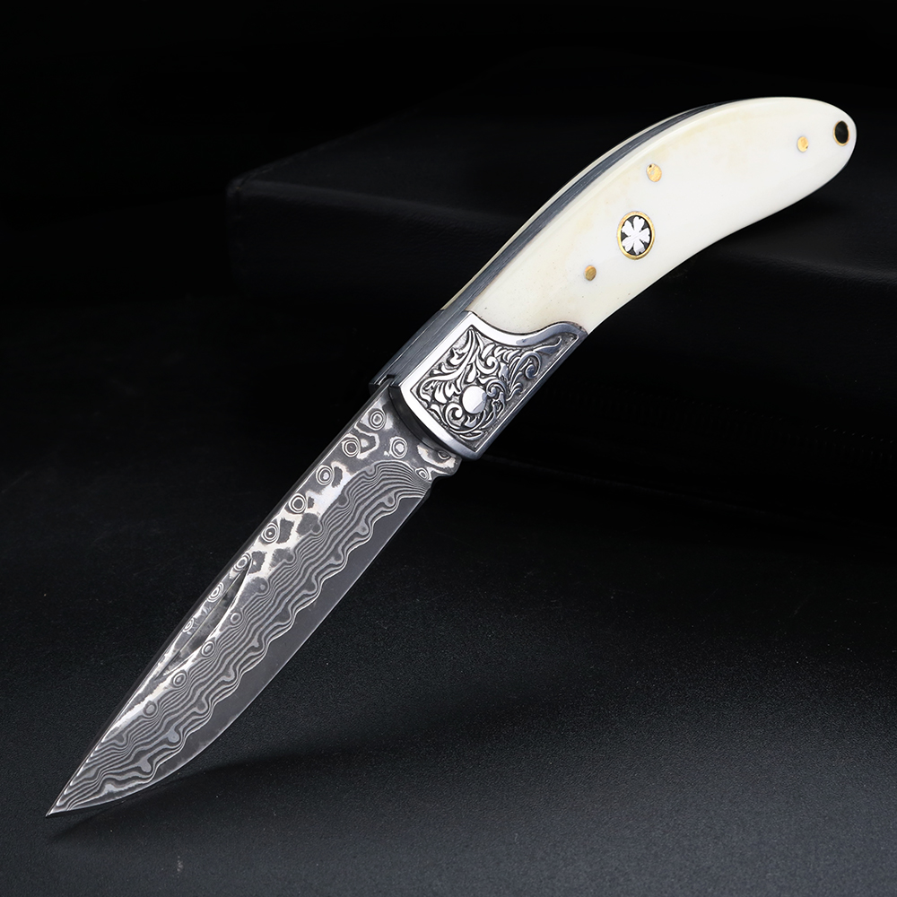 Bull bone Damascus steel foldi - Bone Folder Tool ulasan dan harga