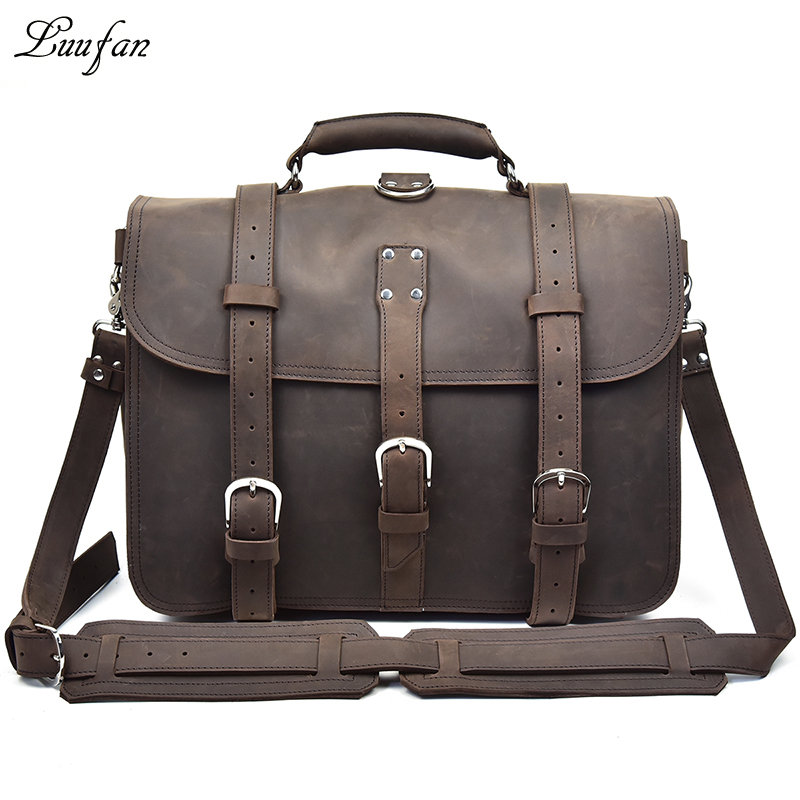 Men Thick Crazy Horse Leather  - Leather Work Rucksack ulasan dan harga