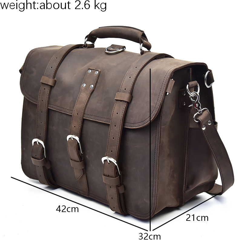 Men Thick Crazy Horse Leather  - Leather Work Rucksack ulasan dan harga