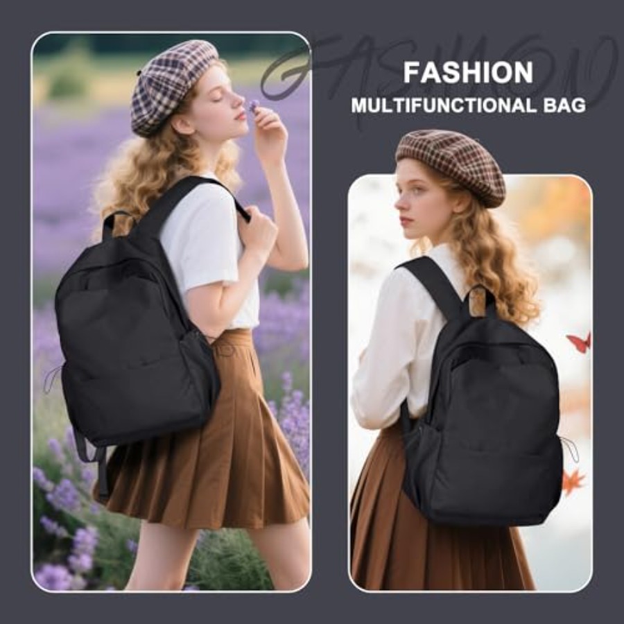Black Backpack for Women, Smal - For Leather Work ulasan dan harga